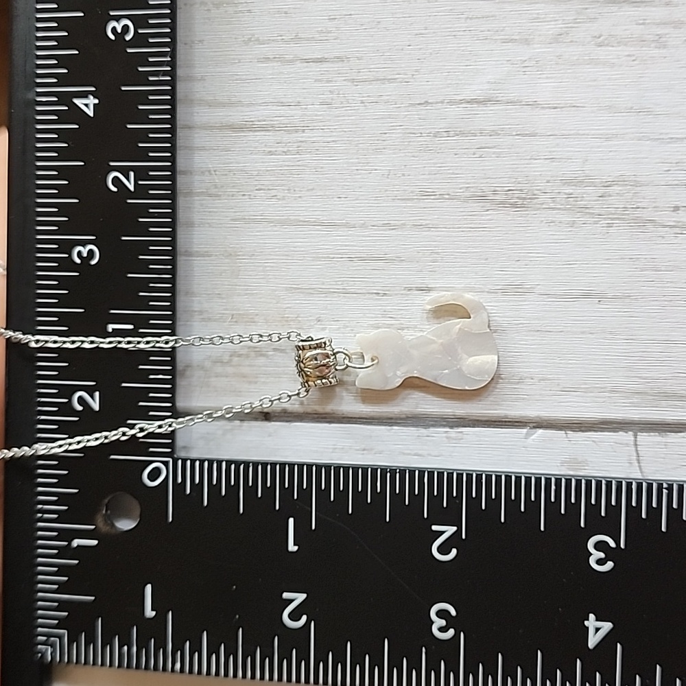 Acrylic  Cat Charm Necklace 16inch stainless steel  chain - Picture 3 of 4